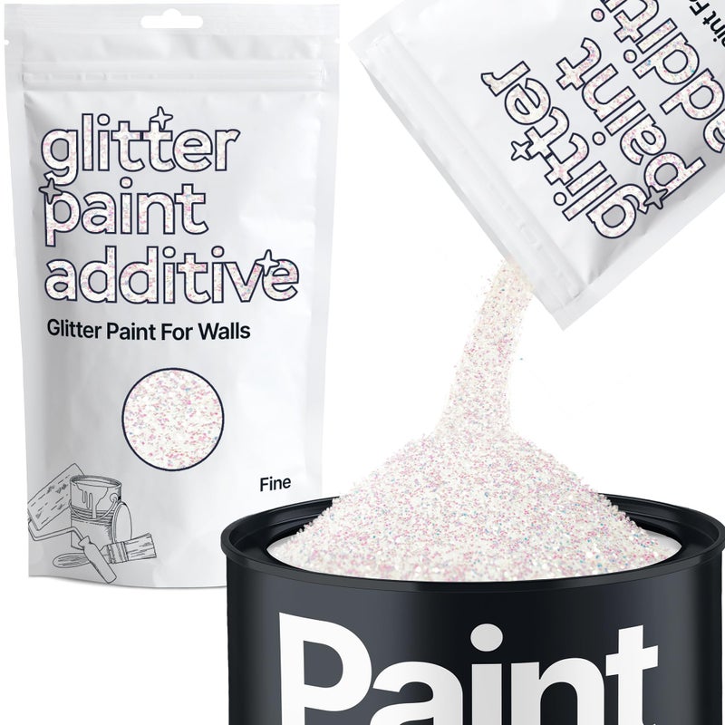 Hemway Glitter Paint Additive Crystals for Acrylic Emulsion Paint, Interior & Exterior Walls, Wood, Varnish, Matt, Gloss 100g / 3.5oz - Fine (1/64" 0.015" 0.4mm) - Mother of Pearl Iridescent - Image 1